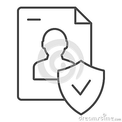 Approved personal document thin line icon. Checked identity vector illustration isolated on white. Paper outline style Vector Illustration