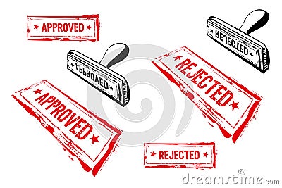 Approved and rejected rubber stamp Vector Illustration
