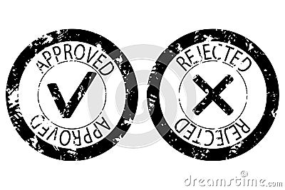 Approved and rejected rubber stamp black color Vector Illustration