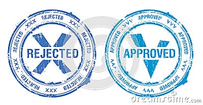 Approved and rejected rubber stamps imprints set Vector Illustration