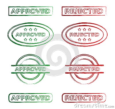 Approved and rejected stamp Vector Illustration