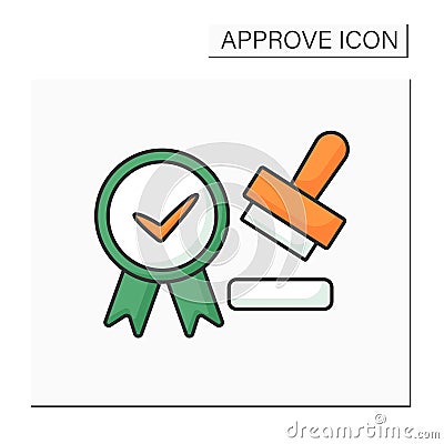 Approved seal color icon Vector Illustration