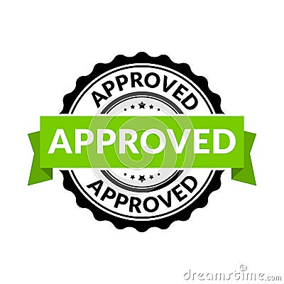 Approved seal stamp sign. Vector rubber round permission symbol for approval background Vector Illustration