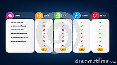 Approved shield, Analytics chart and Share icons set. Artificial intelligence sign. Vector Vector Illustration