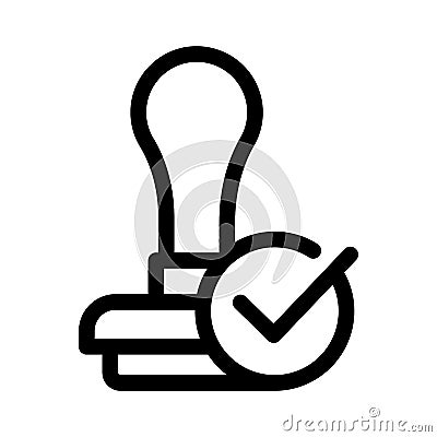 Approved Stamp line Icon. check mark, verified stamp Vector illustration Vector Illustration