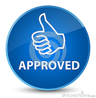 Approved (thumbs up icon) elegant blue round button Cartoon Illustration