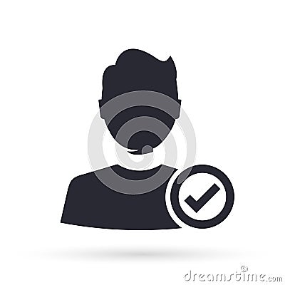 Current User icon. Verify Member Profile. Approved User account. Isolated vector illustration. Vector Illustration