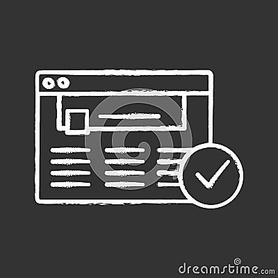 Approved website chalk icon Vector Illustration