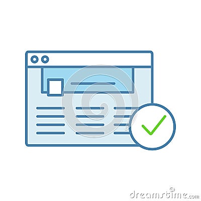 Approved website color icon Vector Illustration