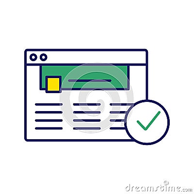Approved website color icon Vector Illustration