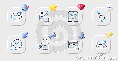 Approved, Website search and Parking security line icons. For web app, printing. Vector Vector Illustration