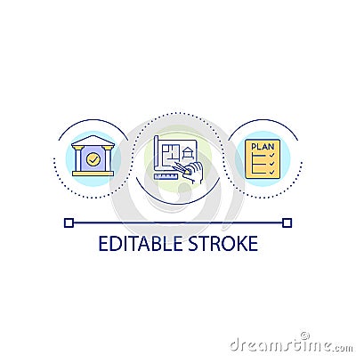 Approving housing plan loop concept icon Vector Illustration