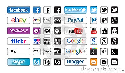 Apps Buttons for Social Networking Editorial Stock Photo