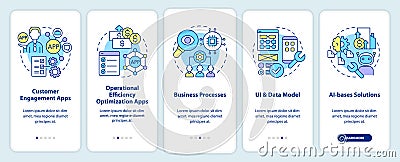 Apps created with low code platforms onboarding mobile app screen Vector Illustration