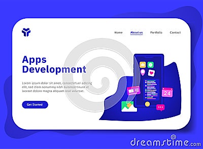 Apps Development with Phone Vector Illustration