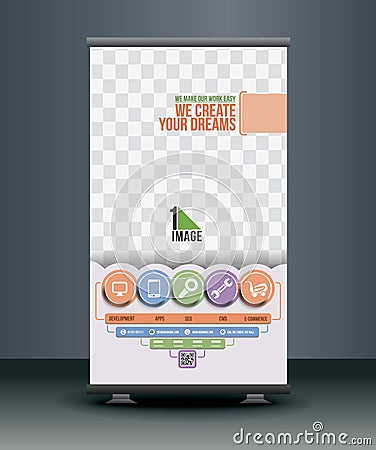 Apps Development Roll Up Banne Vector Illustration