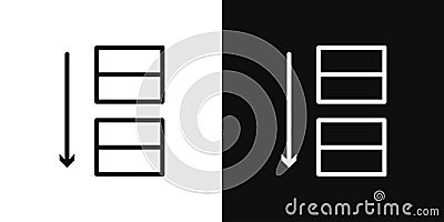 Apps sort icon set. arrange alphabet order vector symbol. alphabetical organize button pictogram in black filled and outlined Vector Illustration