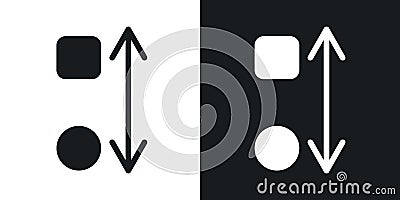 Apps sort icon set. arrange alphabet order vector symbol. alphabetical organize button pictogram in black filled and outlined Vector Illustration