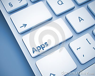 Apps - Text on Keyboard Button. 3D. Stock Photo