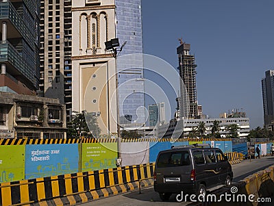 Mumbai metro project in progress at acharya atre chowk worli naka Mumba Editorial Stock Photo