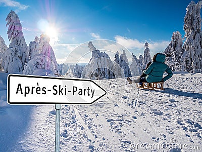 Apres Ski Party in the winter landscape Stock Photo