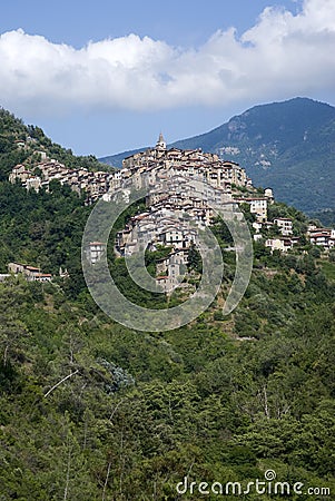 Apricale. Ancient village of Italy Stock Photo