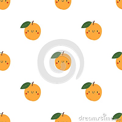 Kawaii Cartoon Apricot. Vector Illustration