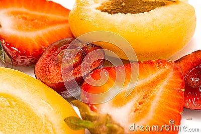 Apricot Cherry and Strawberry Stock Photo