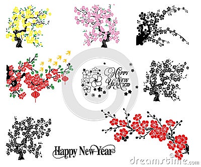 Apricot flower, peach blossom in, happy New year holliday flowers Stock Photo