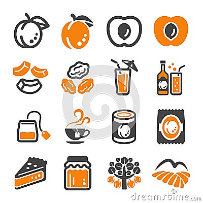 Apricot icon set Vector Illustration