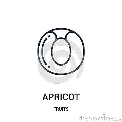 apricot icon vector from fruits collection. Thin line apricot outline icon vector illustration. Linear symbol for use on web and Vector Illustration