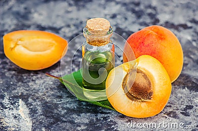 The apricot kernel oil. Stock Photo