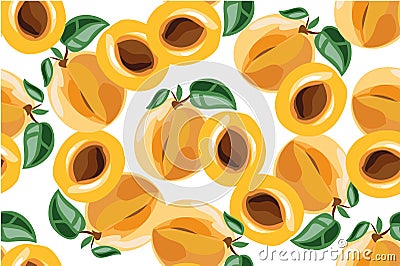 Apricot seamless pateern on white Vector Illustration