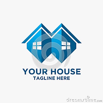 Twin house logo design Vector Illustration