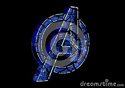 April 8, 2019, Brazil. Logo Avengers Endgame. Avengers Endgame is a film produced by Marvel Studios. Logo cracks effect Editorial Stock Photo