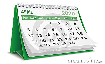 April 2020 Calendar Vector Illustration