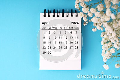 April 2024 calendar flat lay Stock Photo