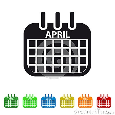 April Calendar Icon - Colorful Vector symbol Stock Photo