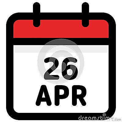 26. April - Calendar Icon - Vector Illustration Vector Illustration