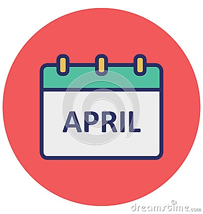 April, calendar Isolated Vector icon which can easily modify or edit Vector Illustration
