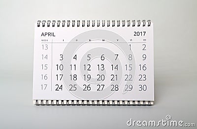April. Calendar of the year two thousand seventeen. Stock Photo