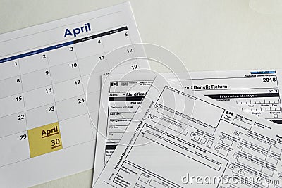 April 30 - Canada Tax Day . Deadline to sub,it Personal Income Tax Returns Editorial Stock Photo