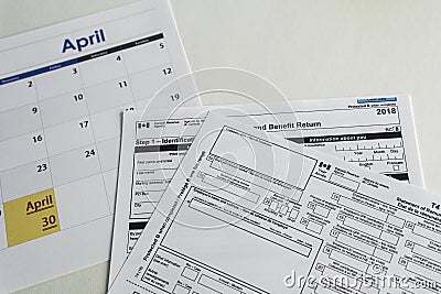 April 30 - Canada Tax Day . Deadline to sub,it Personal Income Tax Returns Editorial Stock Photo