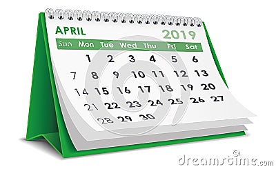 April 2019 Calendar Vector Illustration