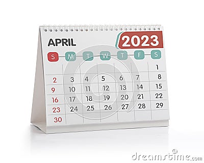 April 2023 Desk Calendar Stock Photo
