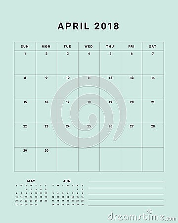 April 2018 desk calendar vector illustration Vector Illustration