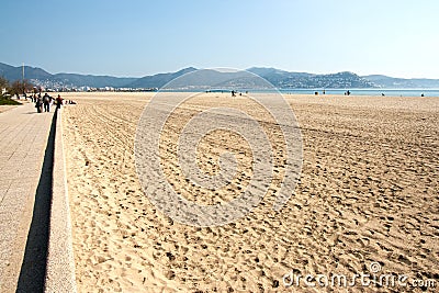 Empuriabrava huge empty beach before season Editorial Stock Photo