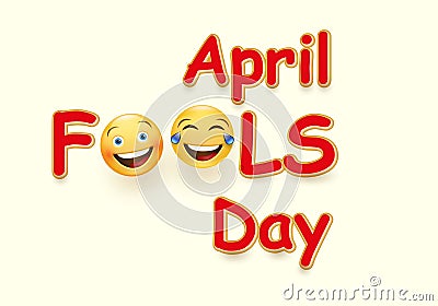 April fool s day card - crazy facial expression on yellow background Vector Illustration