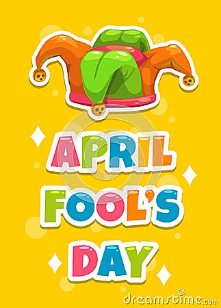 April Fool s day greeting card template. Vector Illustration