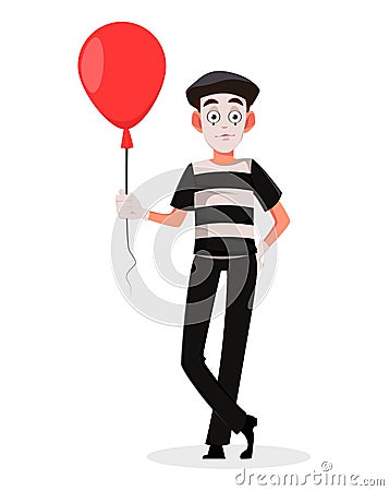 April Fool`s Day. Mime cartoon character Vector Illustration